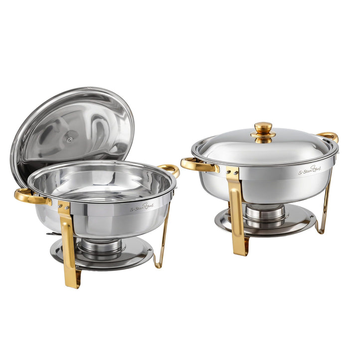 5-Star Chef 5L Chafing Dish Set 2-Pack, Food Warmer Catering Server Buffet