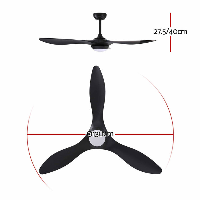 Devanti 52'' Ceiling Fan DC Motor w/Light w/Remote - Black