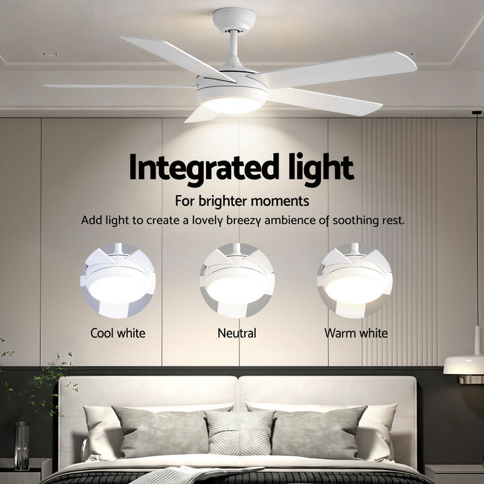 Devanti 52'' Ceiling Fan 5 Blades DC Motor w/Light w/Remote White
