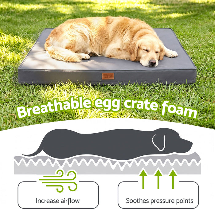 i.Pet Dog Bed Large Water-resistant Egg Crate Foam Orthopedic Pet Mat Grey