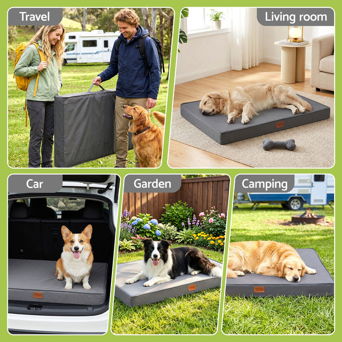 i.Pet Dog Bed Large Water-resistant Egg Crate Foam Orthopedic Pet Mat Grey