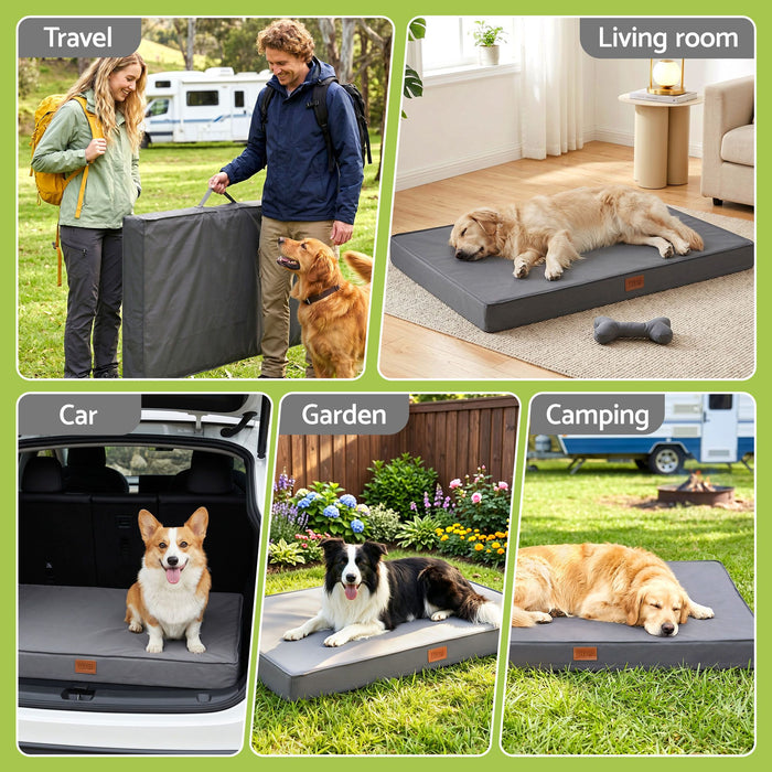 i.Pet Dog Bed XL Water-resistant Egg Crate Foam Orthopedic Pet Mat Grey