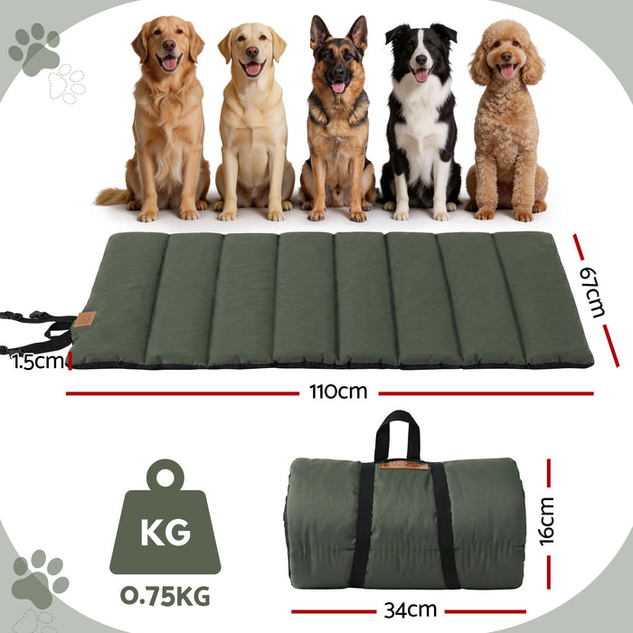 i.Pet Outdoor Dog Bed Large Water-resistant Washable Foldable Travel Dog Mat Green