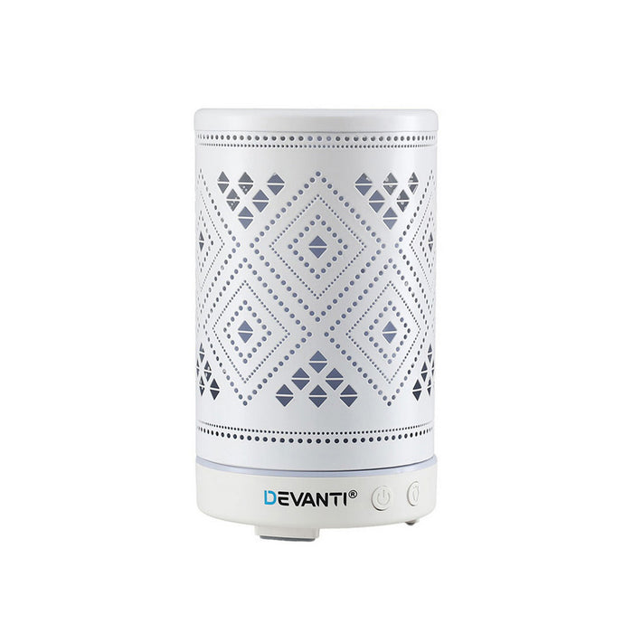Devanti Ultrasonic Aroma Diffuser Aromatherapy 100ml LED Lights Iron Humidifier Forest