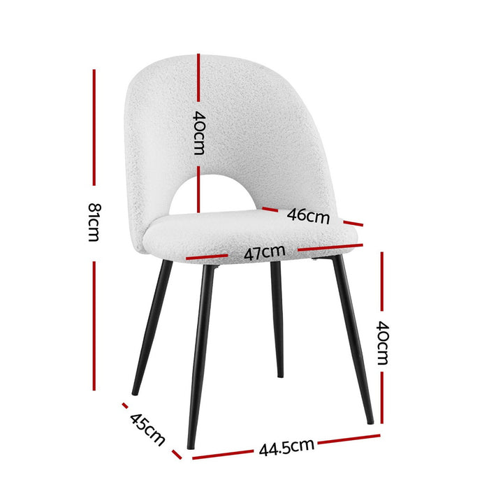 1 Set of 2 Artiss Dining Chair Boucle Sherpa