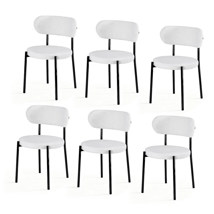 Artiss Dining Chairs Set of 6 Sherpa Boucle White
