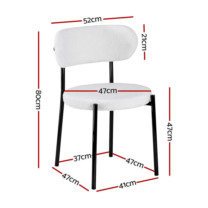 Artiss Dining Chairs Set of 6 Sherpa Boucle White