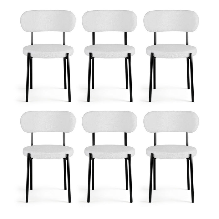 Artiss Dining Chairs Set of 6 Sherpa Boucle White