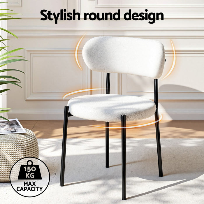 Artiss Dining Chairs Set of 6 Sherpa Boucle White