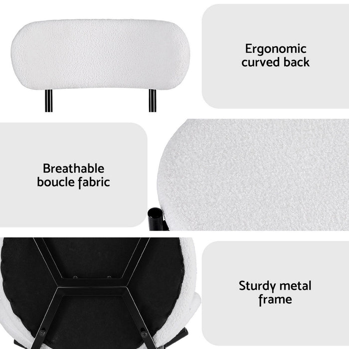Artiss Dining Chairs Set of 6 Sherpa Boucle White