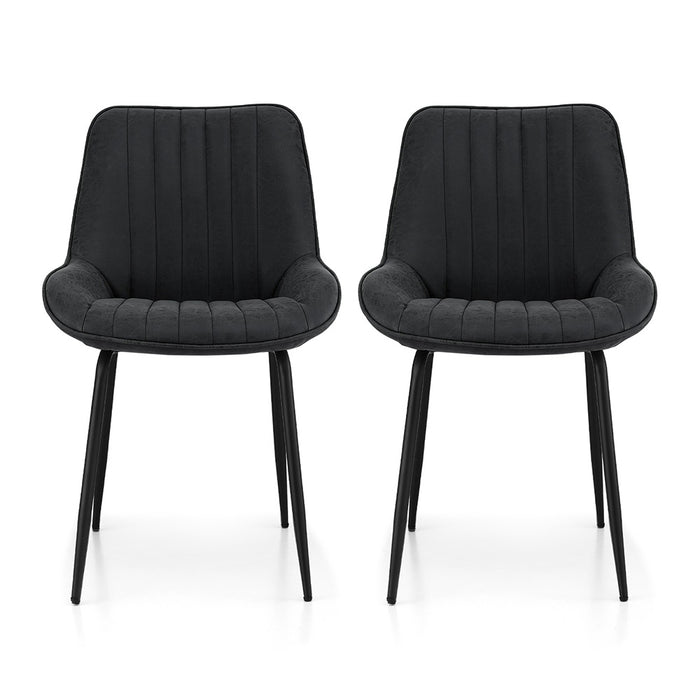 Artiss 2x Dining Chairs Retro PU Leather Kitchen Lounge Cafe Accent Chair Black