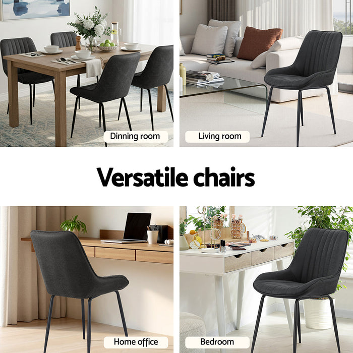 Artiss 4x Dining Chairs Retro PU Leather Kitchen Lounge Cafe Accent Chair Black