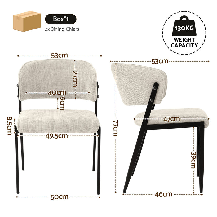 Artiss Dining Chairs Set of 2 Linen Fabric Soft Upholstered Chairs Beige