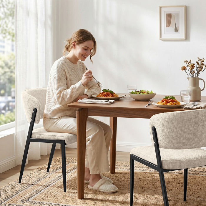 Artiss Dining Chairs Set of 2 Linen Fabric Soft Upholstered Chairs Beige