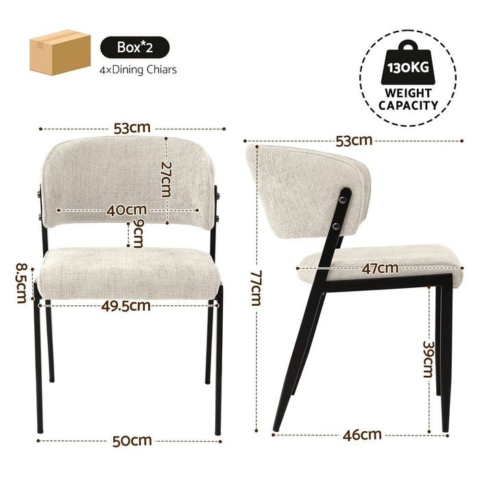 Artiss Dining Chairs Set of 4 Linen Fabric Soft Upholstered Chairs Beige
