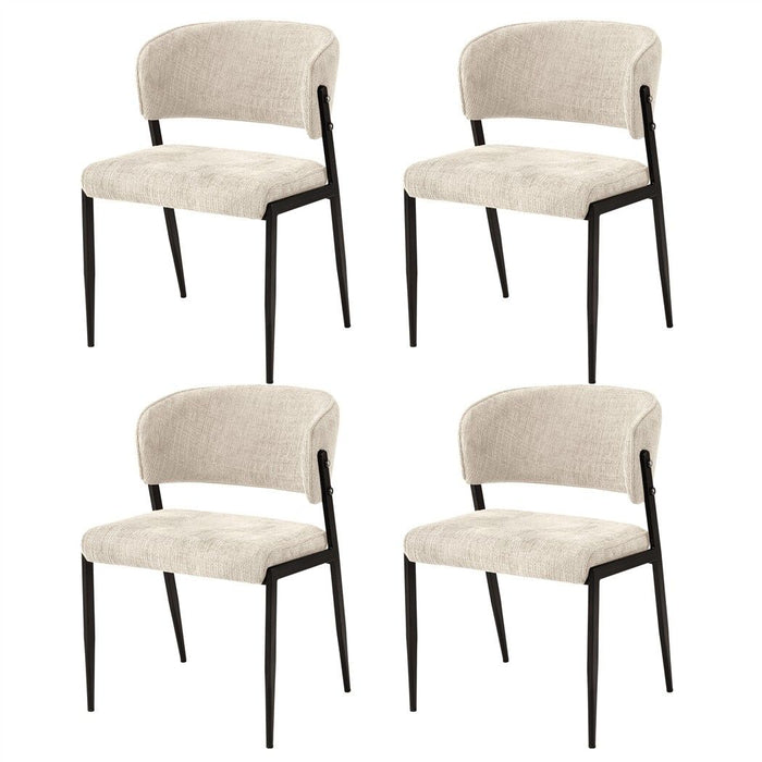 Artiss Dining Chairs Set of 4 Linen Fabric Soft Upholstered Chairs Beige