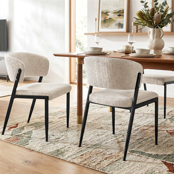 Artiss Dining Chairs Set of 4 Linen Fabric Soft Upholstered Chairs Beige