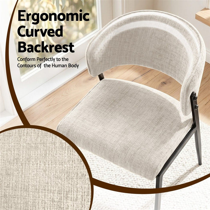 Artiss Dining Chairs Set of 4 Linen Fabric Soft Upholstered Chairs Beige
