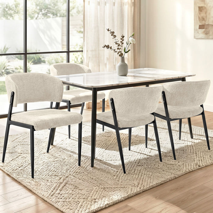 Artiss Dining Chairs Set of 4 Linen Fabric Soft Upholstered Chairs Beige