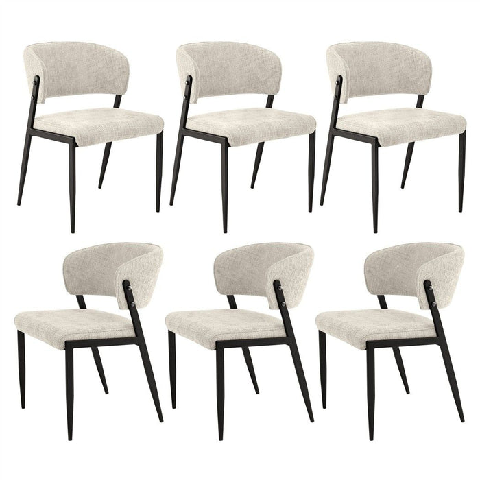 Artiss Dining Chairs Set of 6 Linen Fabric Soft Upholstered Chairs Beige
