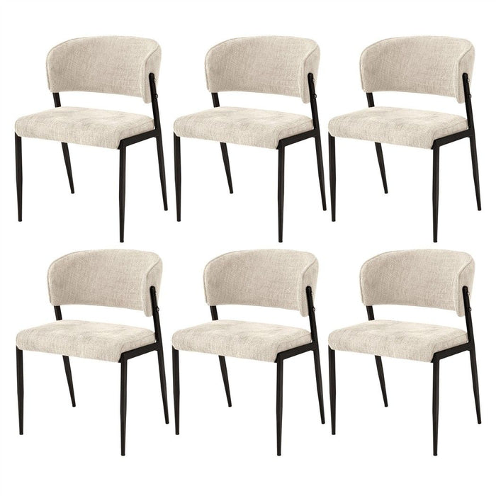Artiss Dining Chairs Set of 6 Linen Fabric Soft Upholstered Chairs Beige