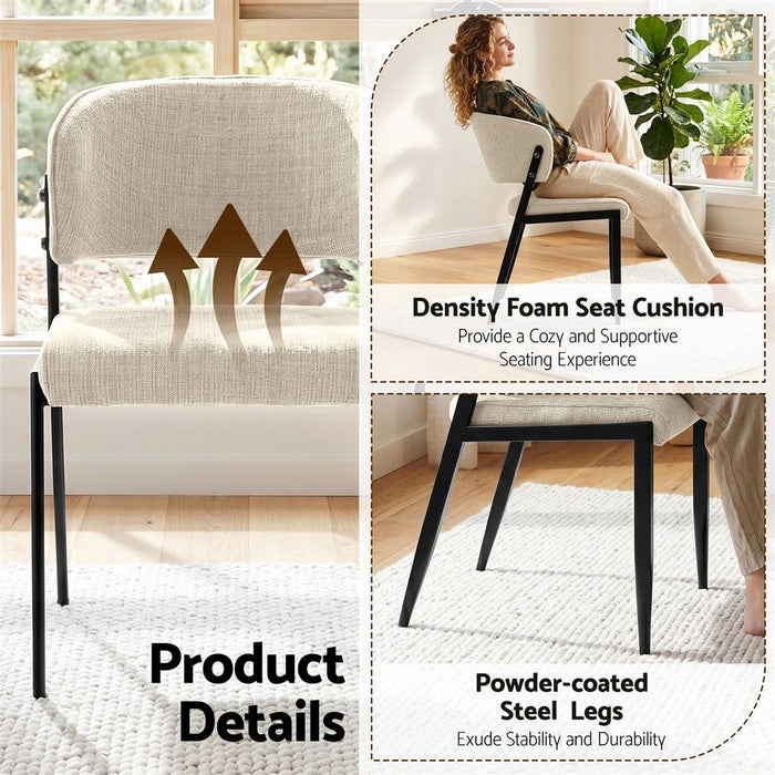 Artiss Dining Chairs Set of 6 Linen Fabric Soft Upholstered Chairs Beige