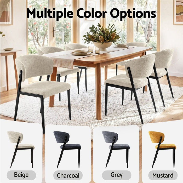 Artiss Dining Chairs Set of 6 Linen Fabric Soft Upholstered Chairs Beige