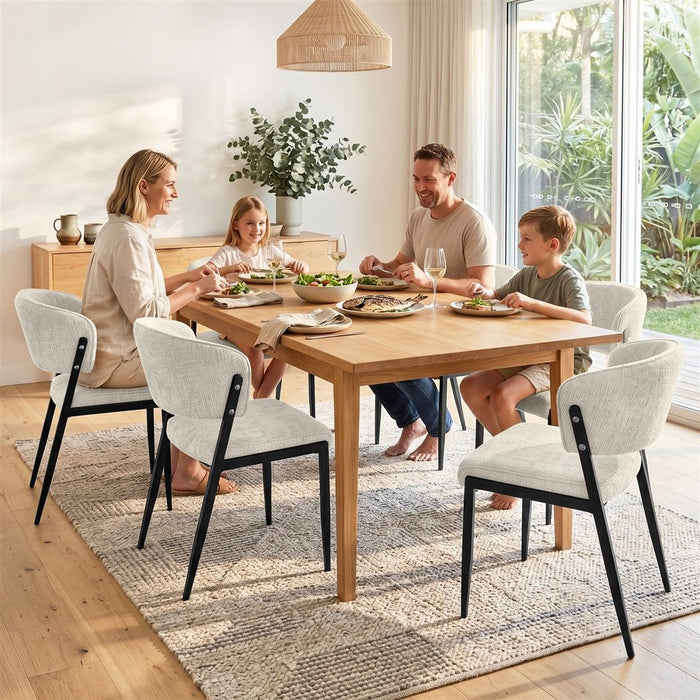 Artiss Dining Chairs Set of 6 Linen Fabric Soft Upholstered Chairs Beige