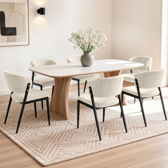 Artiss Dining Chairs Set of 6 Linen Fabric Soft Upholstered Chairs Beige