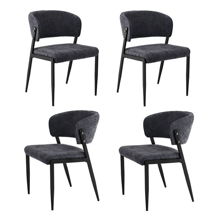 Artiss Dining Chairs Set of 4 Linen Fabric Soft Upholstered Chairs Charcoal