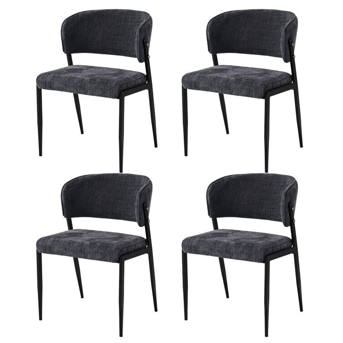 Artiss Dining Chairs Set of 4 Linen Fabric Soft Upholstered Chairs Charcoal