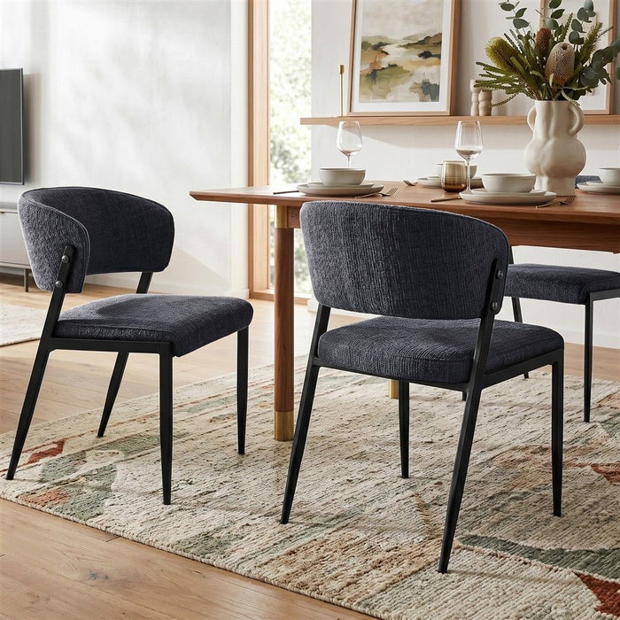 Artiss Dining Chairs Set of 4 Linen Fabric Soft Upholstered Chairs Charcoal