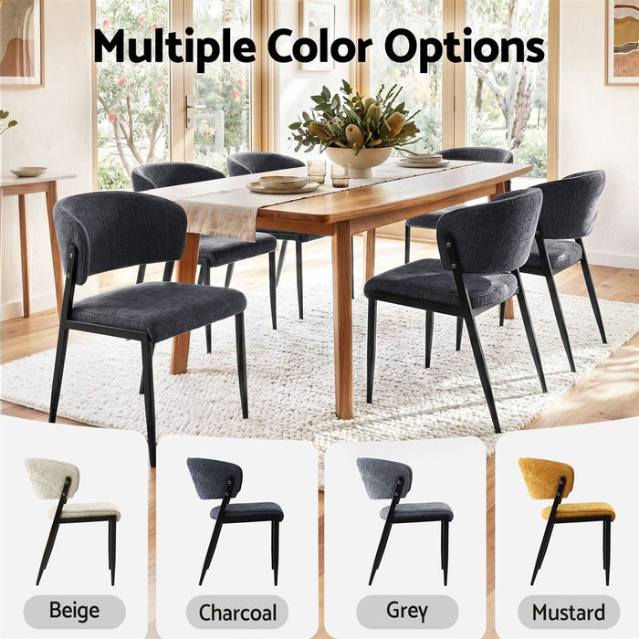 Artiss Dining Chairs Set of 4 Linen Fabric Soft Upholstered Chairs Charcoal