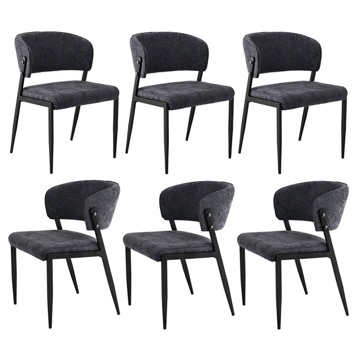 Artiss Dining Chairs Set of 6 Linen Fabric Soft Upholstered Chairs Charcoal