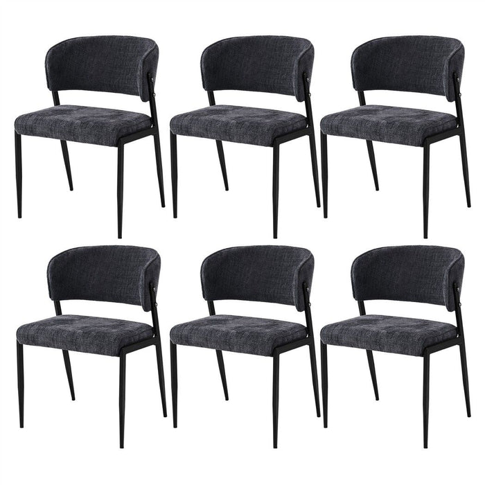 Artiss Dining Chairs Set of 6 Linen Fabric Soft Upholstered Chairs Charcoal