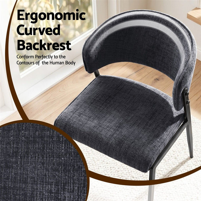 Artiss Dining Chairs Set of 6 Linen Fabric Soft Upholstered Chairs Charcoal