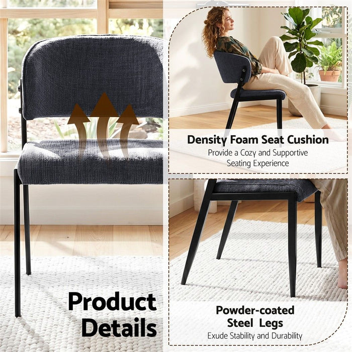 Artiss Dining Chairs Set of 6 Linen Fabric Soft Upholstered Chairs Charcoal