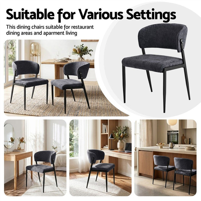Artiss Dining Chairs Set of 6 Linen Fabric Soft Upholstered Chairs Charcoal