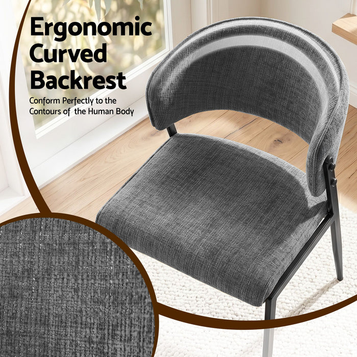 Artiss Dining Chairs Set of 2 Linen Fabric Soft Upholstered Chairs Grey