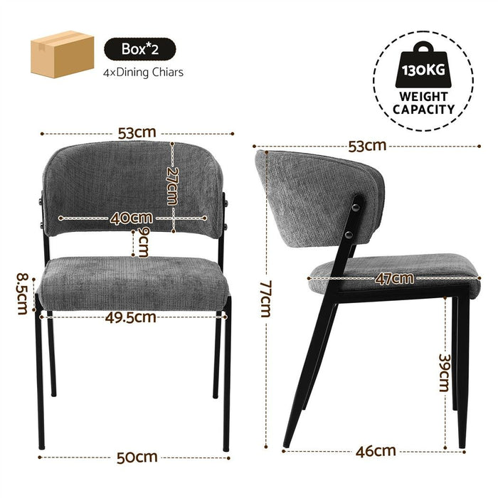 Artiss Dining Chairs Set of 4 Linen Fabric Soft Upholstered Chairs Grey