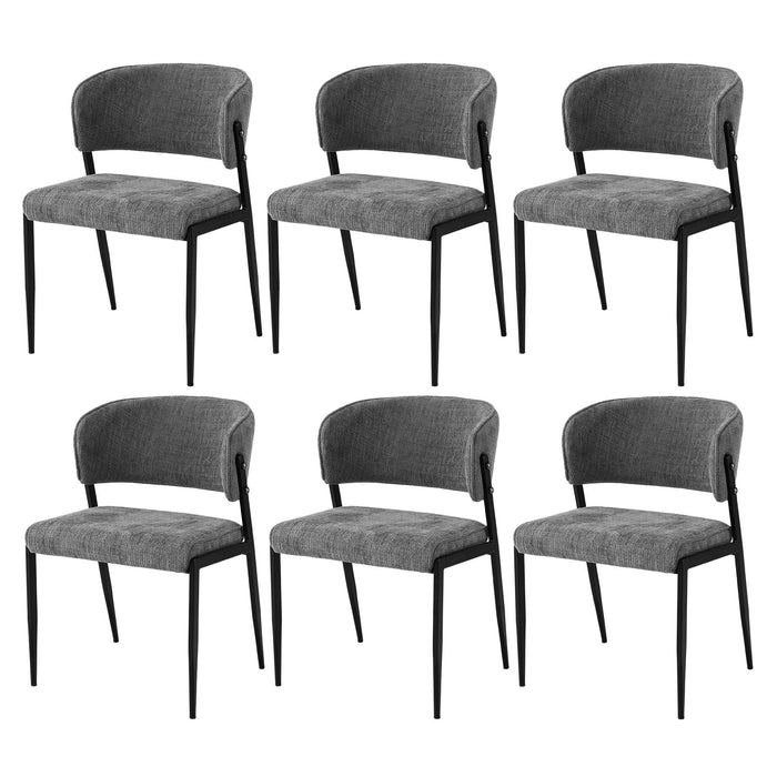 Artiss Dining Chairs Set of 6 Linen Fabric Soft Upholstered Chairs Grey