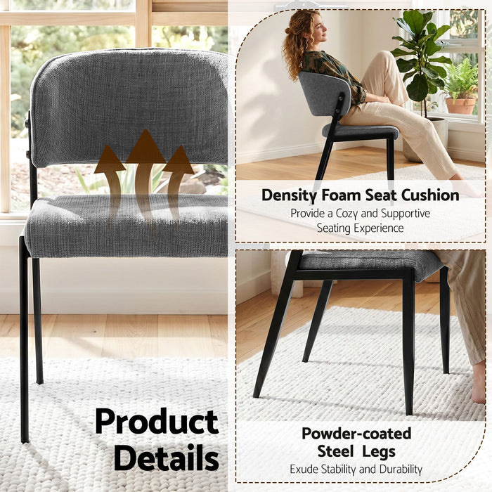 Artiss Dining Chairs Set of 6 Linen Fabric Soft Upholstered Chairs Grey