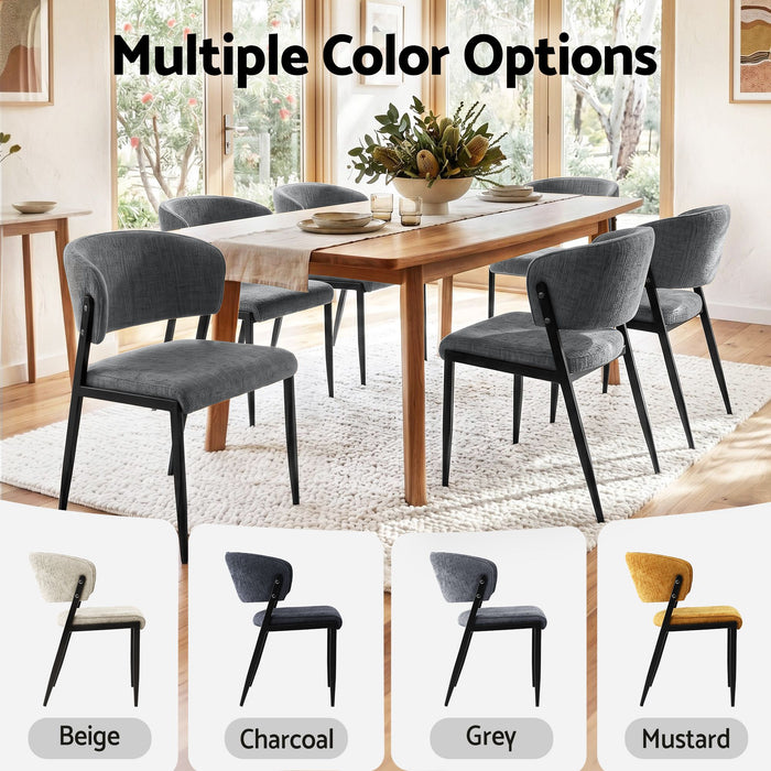Artiss Dining Chairs Set of 6 Linen Fabric Soft Upholstered Chairs Grey