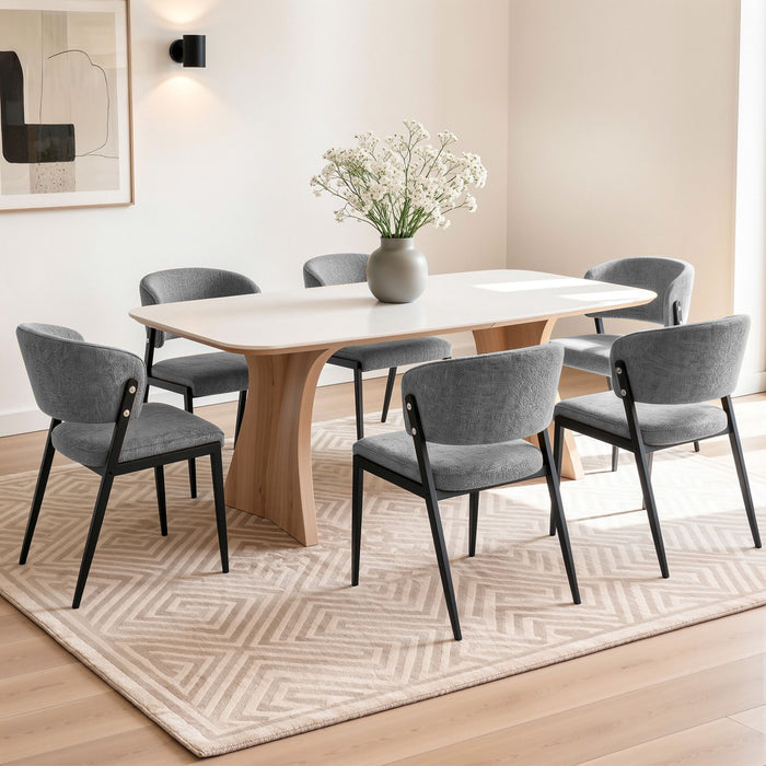 Artiss Dining Chairs Set of 6 Linen Fabric Soft Upholstered Chairs Grey