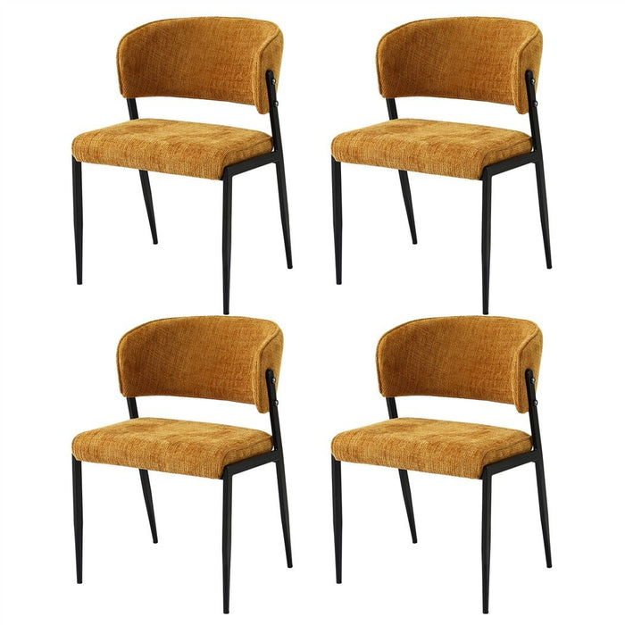 Artiss Dining Chairs Set of 4 Linen Fabric Soft Upholstered Chairs Mustard