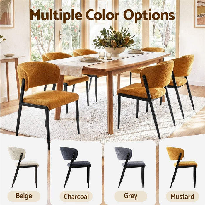 Artiss Dining Chairs Set of 4 Linen Fabric Soft Upholstered Chairs Mustard