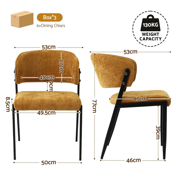 Artiss Dining Chairs Set of 6 Linen Fabric Soft Upholstered Chairs Mustard