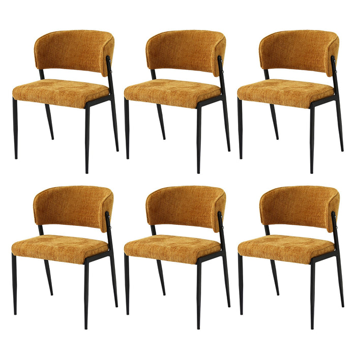 Artiss Dining Chairs Set of 6 Linen Fabric Soft Upholstered Chairs Mustard