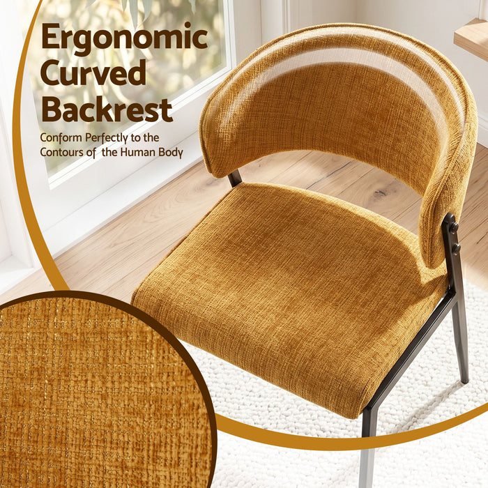 Artiss Dining Chairs Set of 6 Linen Fabric Soft Upholstered Chairs Mustard