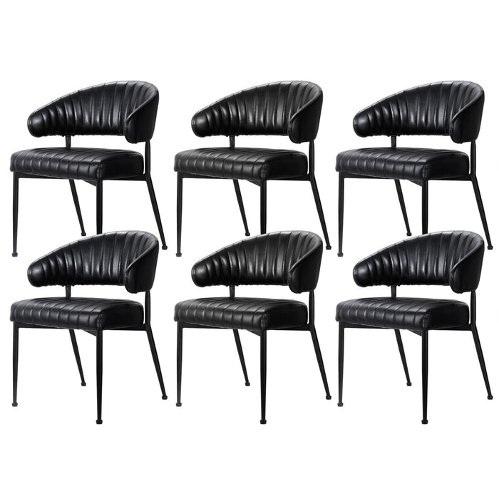 Artiss Dining Chairs Set of 6 Leather Hollow Armchair Black